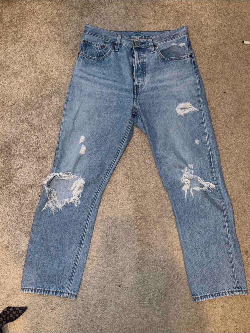 Levi’s Women’s 501 28x26 Distressed Light Blue Denim Jeans